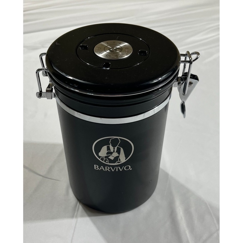 Barvivo Coffee Canister Large Stainless Steel Airtight Storage Black 22-25oz
